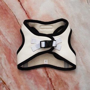 PETsRUS Step-in Vest Dog Harness Quilted Vegan White Leather Breathable Mesh